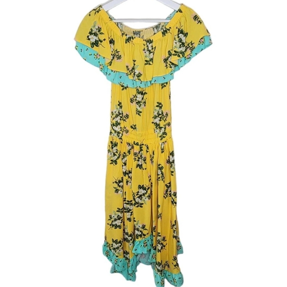 Matilda Jane Hooked On A Feeling Off Shoulder Floral Yellow Dress Size XS #3150